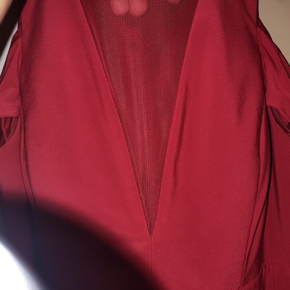 Elegant Red V-Neck Dress